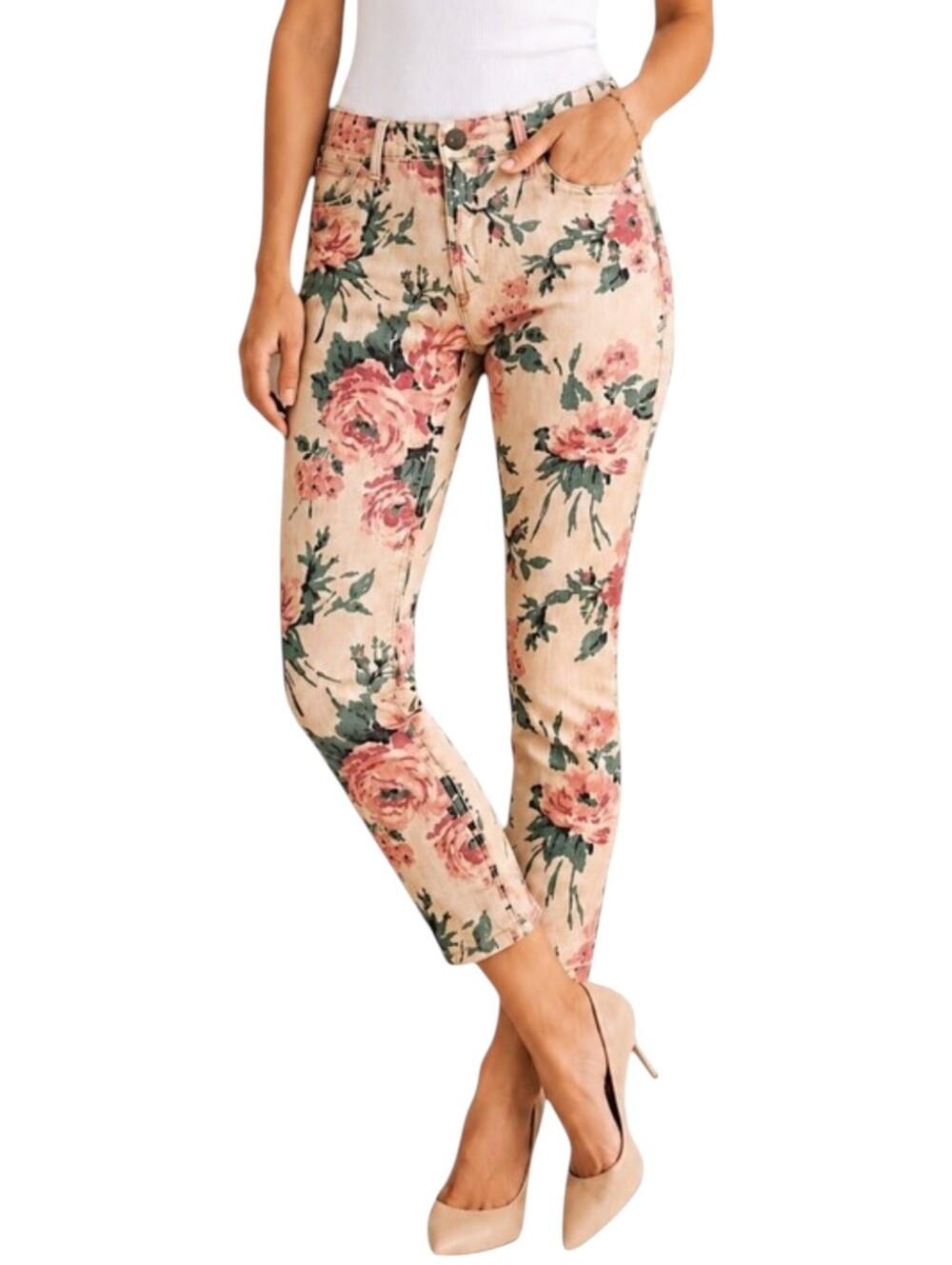 Current Elliott Stiletto Rose Floral Jeans Tapestry Inspired 26